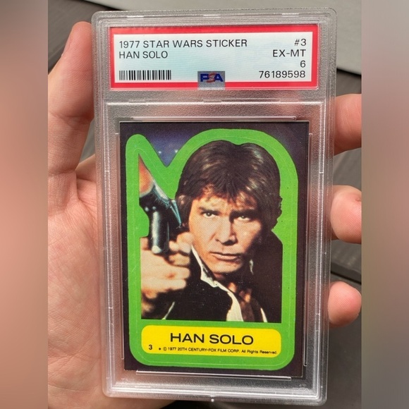 Star Wars Other - 1977 Star Wars Sticker #3 Han Solo PSA 6 Graded Trading Card